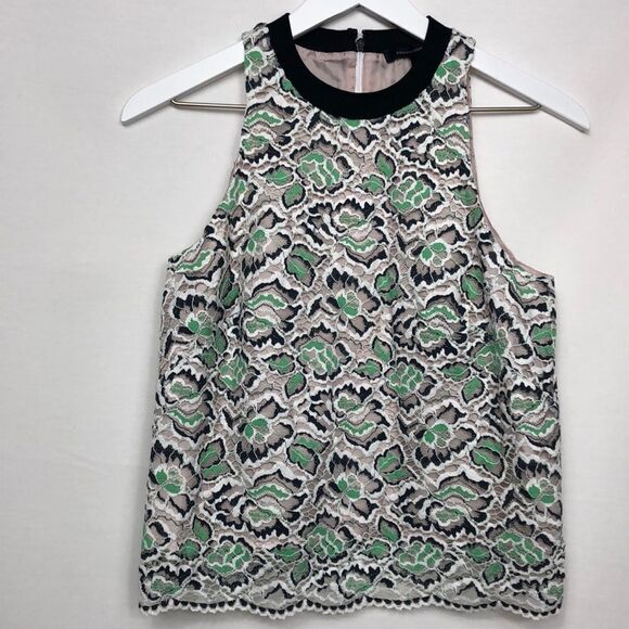 French Connection lace-overlay top, US 0 - Picture 1 of 7